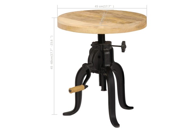 Table d'appoint 45x (45-62) cm Bois de manguier massif et fonte