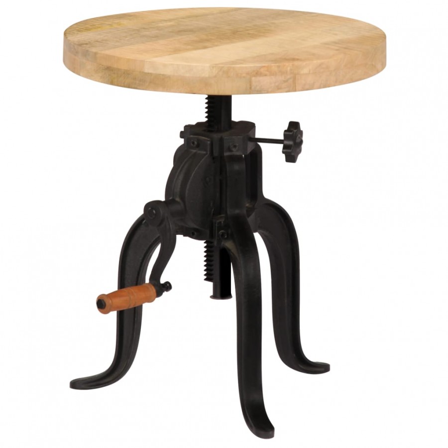 Table d'appoint 45x (45-62) cm Bois de manguier massif et fonte