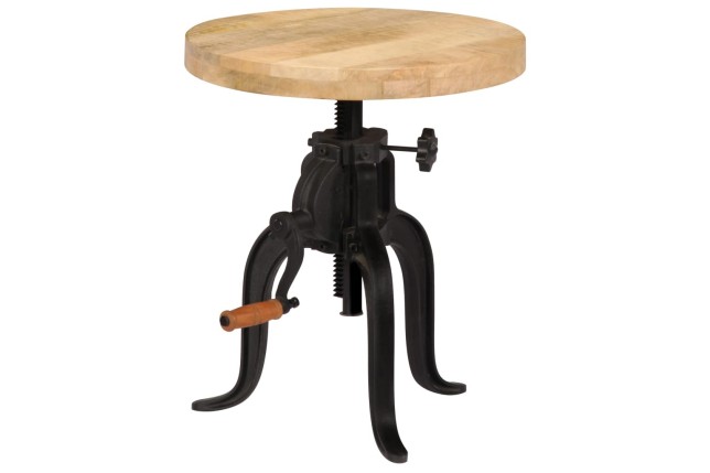 Table d'appoint 45x (45-62) cm Bois de manguier massif et fonte