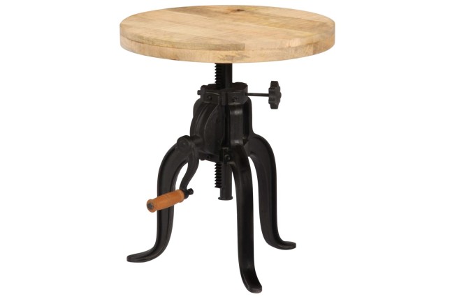 Table d'appoint 45x (45-62) cm Bois de manguier massif et fonte