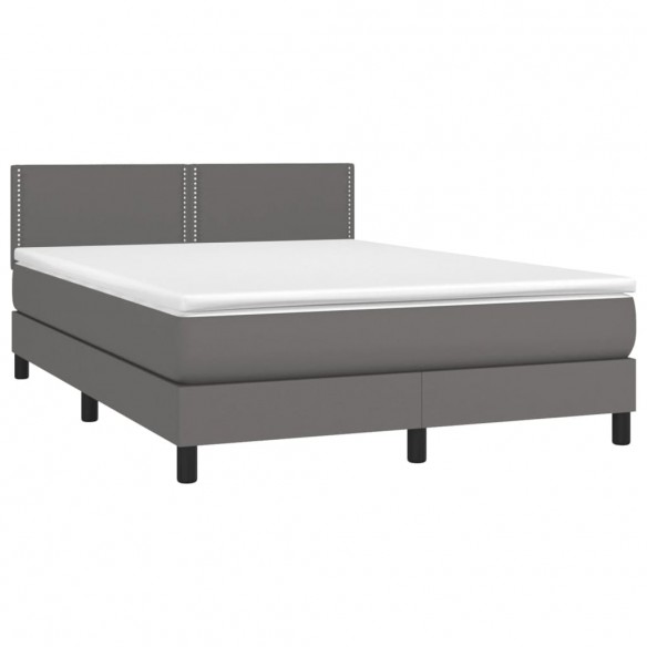 Cadre de lit avec matelas Gris 140x190 cm Similicuir