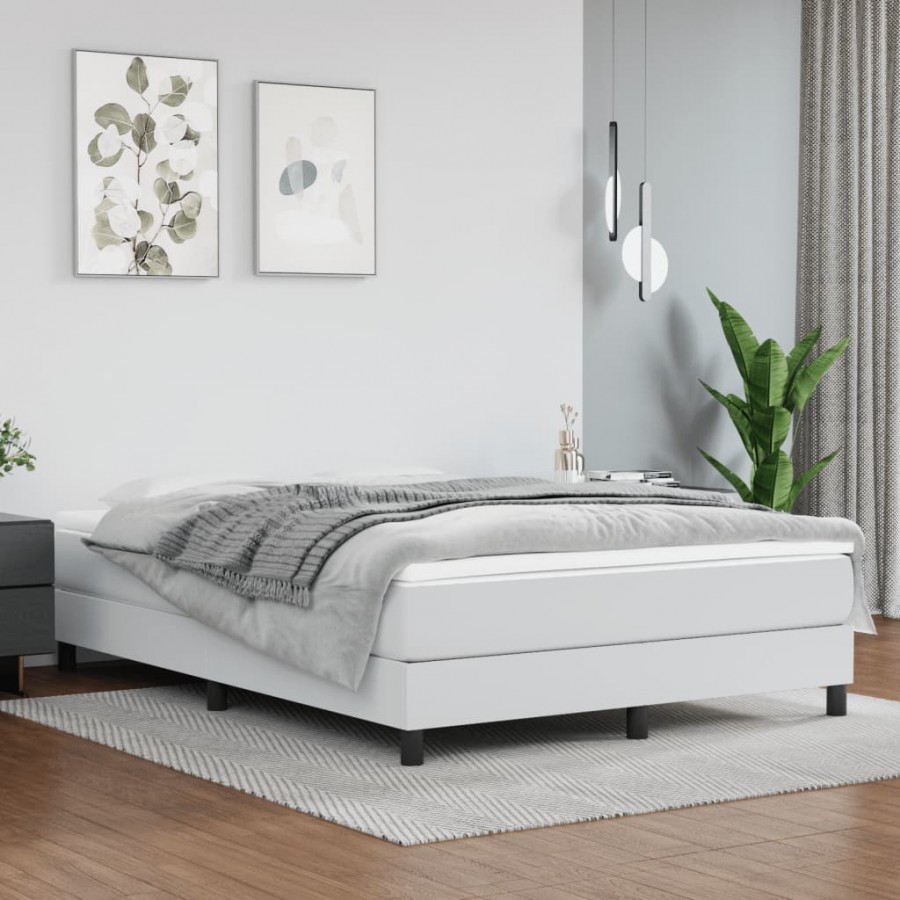 Cadre de lit avec matelas Blanc 140x190cm Similicuir