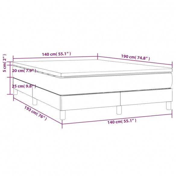 Cadre de lit avec matelas Blanc 140x190cm Similicuir