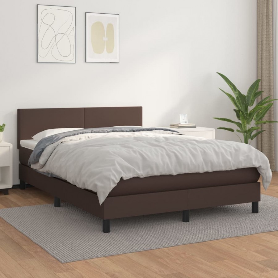 Sommier à lattes de lit avec matelas Marron 140x190 cm