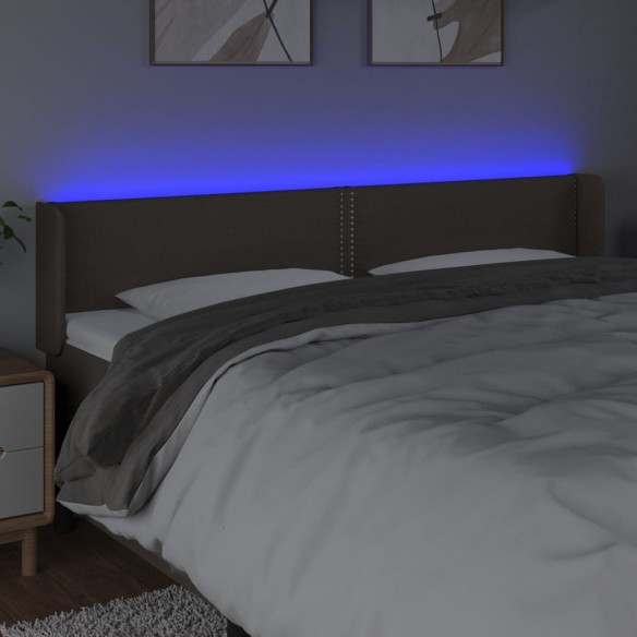 Tête de lit à LED Taupe 183x16x78/88 cm Tissu
