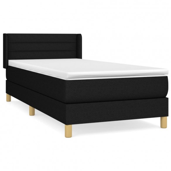 Cadre de lit avec matelas Noir 90x200 cm Tissu