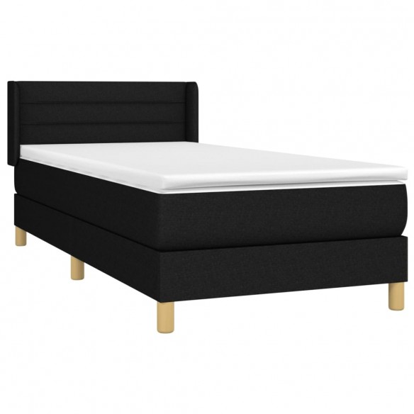 Sommier à lattes de lit avec matelas Noir 90x200 cm Tissu