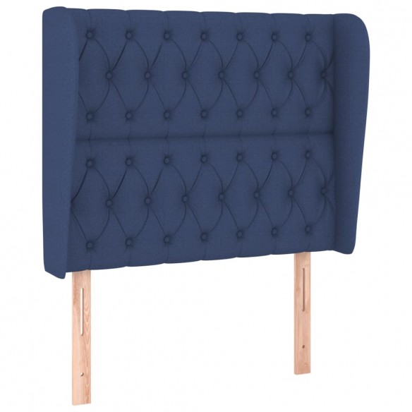 Tête de lit avec oreilles Bleu 93x23x118/128 cm Tissu