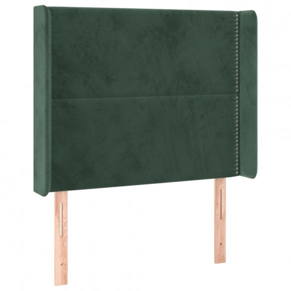 Tête de lit avec oreilles Vert foncé 103x16x118/128 cm Velours