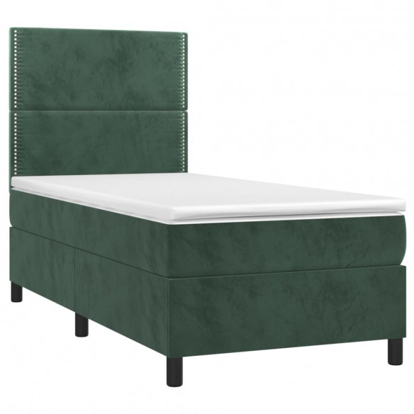 Cadre de lit avec matelas Vert foncé 100x200 cm