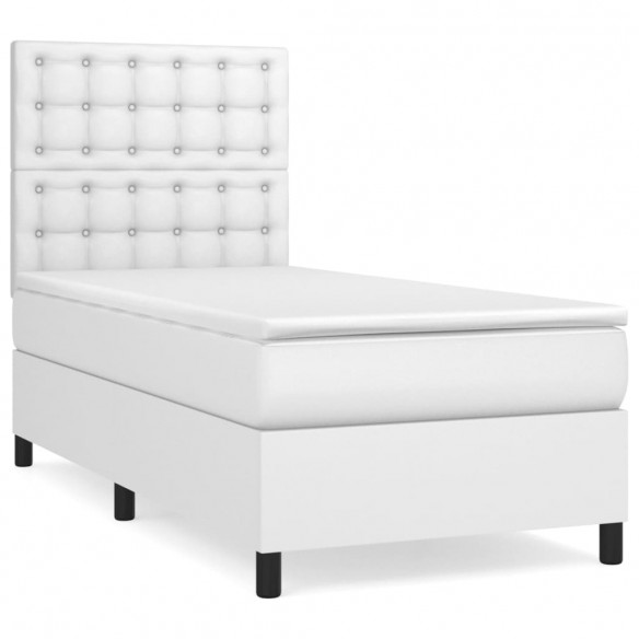 Cadre de lit avec matelas Blanc 90x200 cm Similicuir