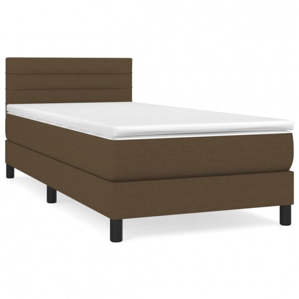 Cadre de lit avec matelas Marron foncé 90x200 cm