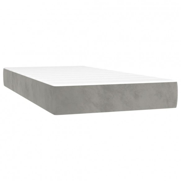 Cadre de lit et matelas Gris clair 90x190 cm Velours