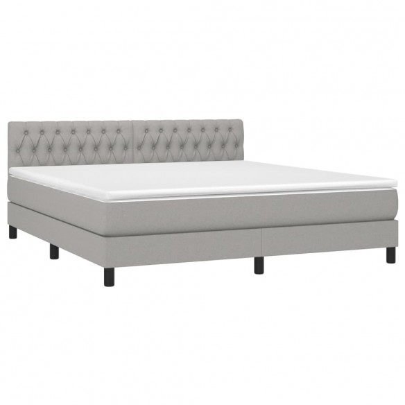 Cadre de lit et matelas et LED Gris clair 180x200 cm