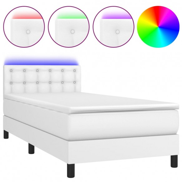 Cadre de lit avec matelas et LED Blanc 80x200 cm