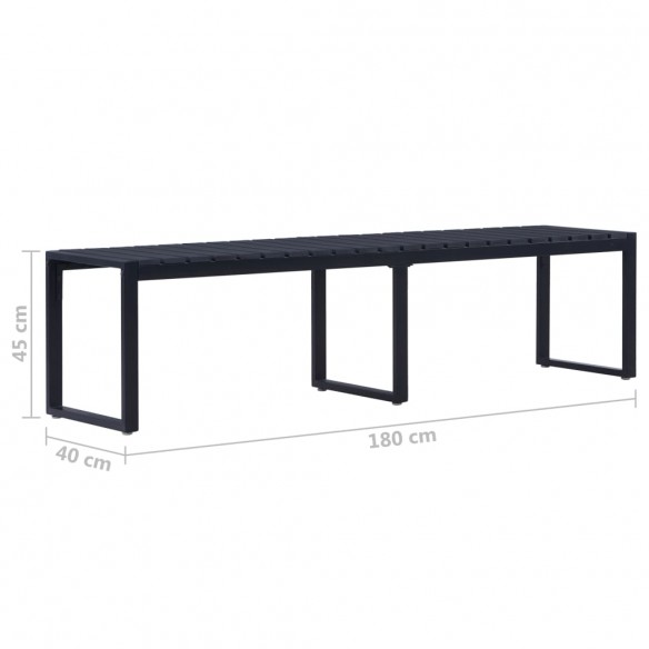 Banc de jardin 180 cm Panneau PS Noir