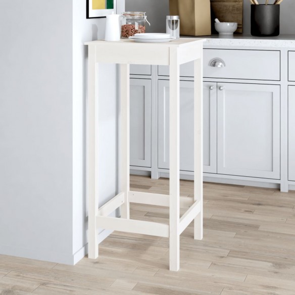 Table de bar blanc 50x50x110 cm bois massif de pin