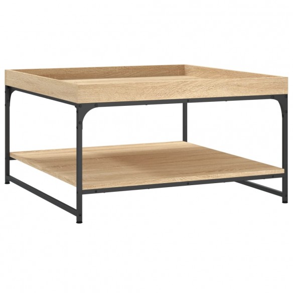 Table basse chêne sonoma 80x80x45 cm bois d'ingénierie et fer
