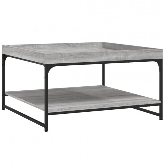 Table basse sonoma gris 80x80x45 cm bois d'ingénierie et fer