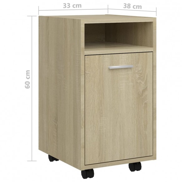 Armoire latérale avec roues Chêne Sonoma 33x38x60 cm Aggloméré