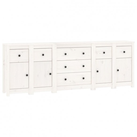 Buffet Blanc 230x35x80 cm Bois massif de pin