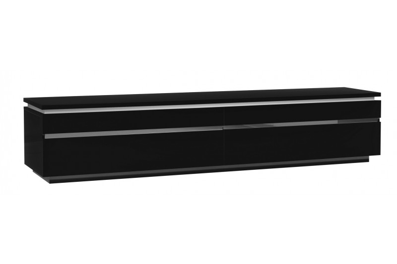 Meuble TV avec rangement coloris noir laqué avec éclairage