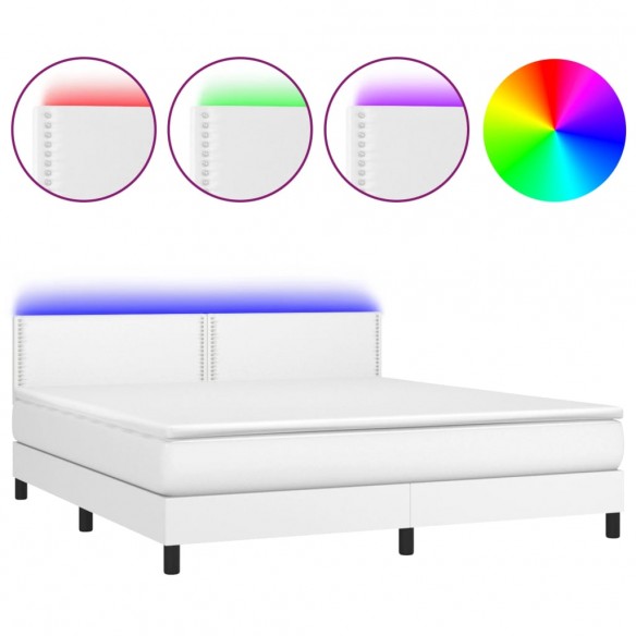 Sommier à lattes de lit avec matelas et LED Blanc 180x200 cm