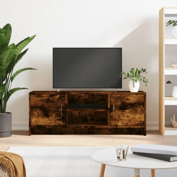 Meuble TV chêne fumé 102x30x37,5 cm bois d'ingénierie
