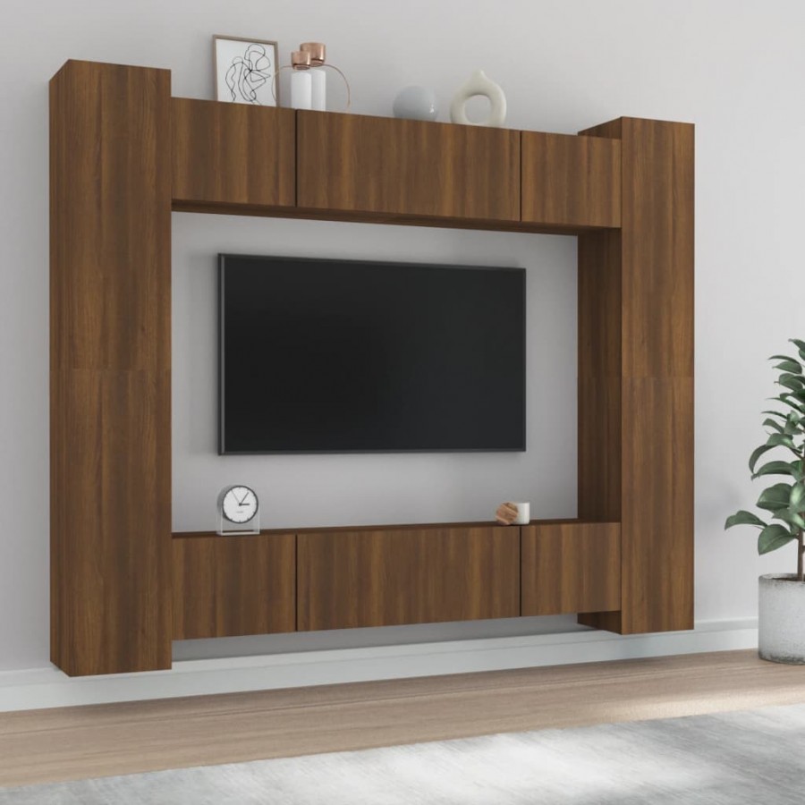 Ensemble de meubles TV 8 pcs Chêne marron Bois d'ingénierie