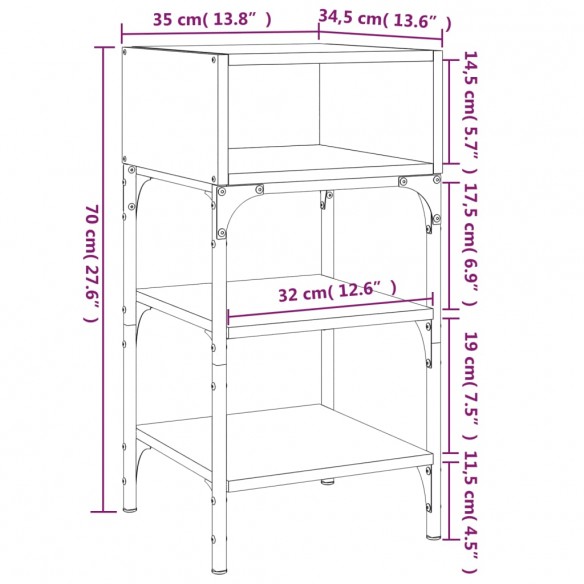Tables de chevet 2 pcs noir 35x34,5x70 cm bois d'ingénierie