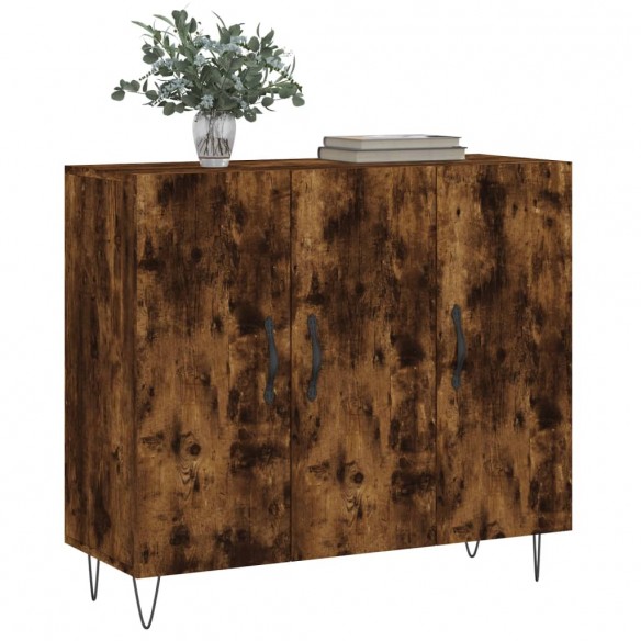 Buffet chêne fumé 90x34x80 cm bois d'ingénierie