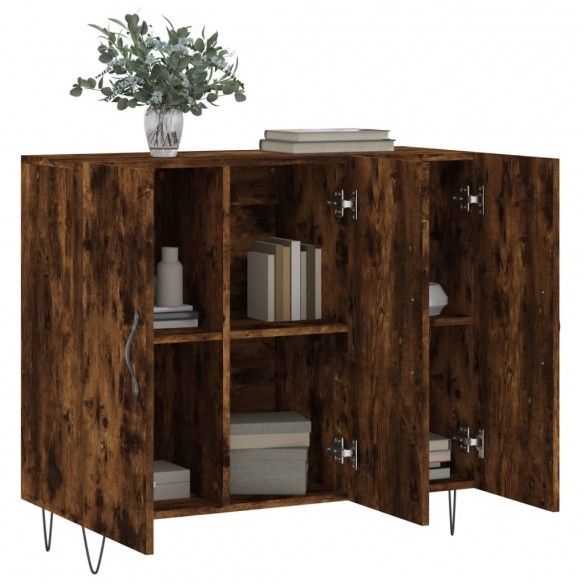 Buffet chêne fumé 90x34x80 cm bois d'ingénierie