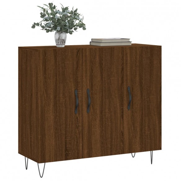 Buffet chêne marron 90x34x80 cm bois d'ingénierie