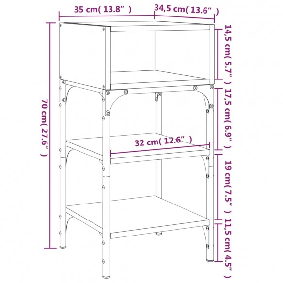Tables de chevet 2 pcs sonoma gris 35x34,5x70cm bois ingénierie