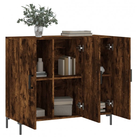 Buffet chêne fumé 90x34x80 cm bois d'ingénierie