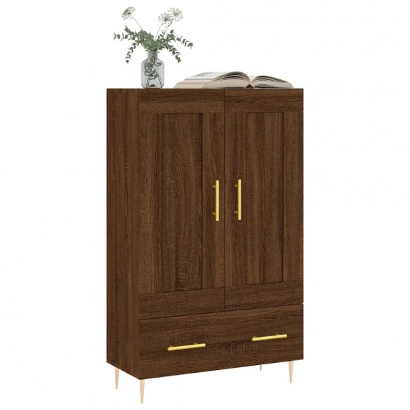 Buffet haut chêne marron 69,5x31x115 cm bois d'ingénierie