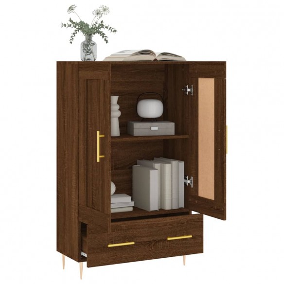 Buffet haut chêne marron 69,5x31x115 cm bois d'ingénierie