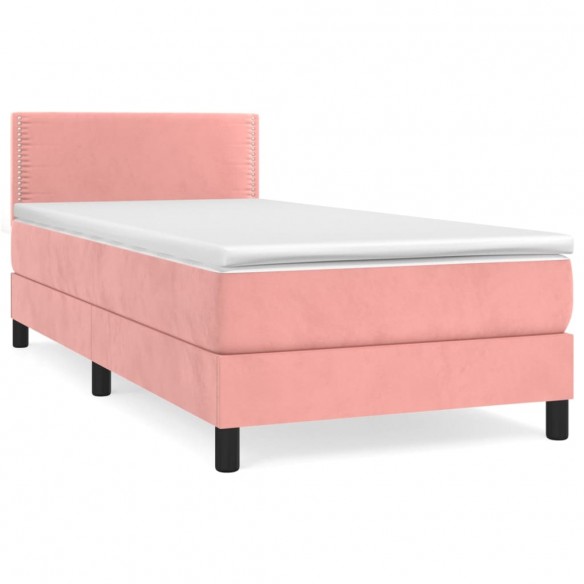 Cadre de lit avec matelas Rose 90x190 cm Velours