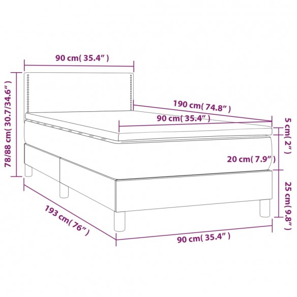 Cadre de lit avec matelas Rose 90x190 cm Velours