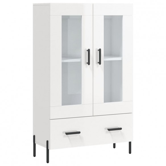 Buffet haut blanc brillant 69,5x31x115 cm bois d'ingénierie