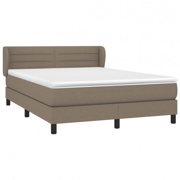 Cadre de lit avec matelas Taupe 140x190 cm Tissu