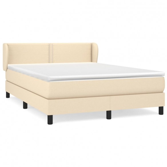 Cadre de lit avec matelas Crème 140x190 cm Tissu