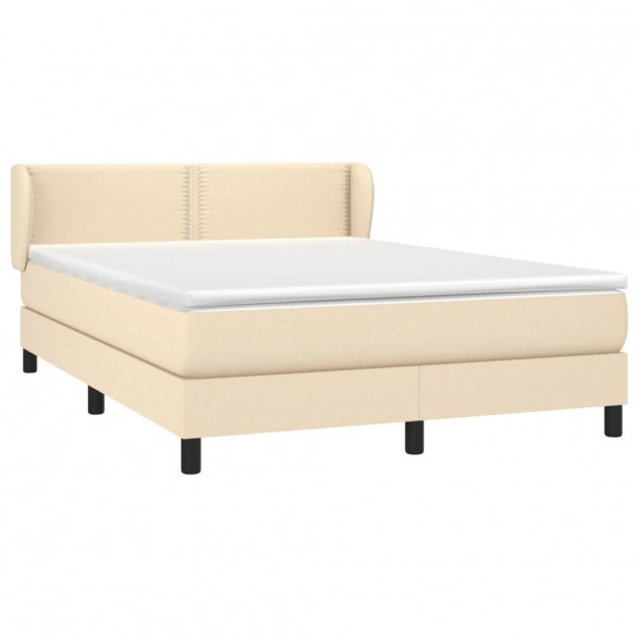 Cadre de lit avec matelas Crème 140x190 cm Tissu