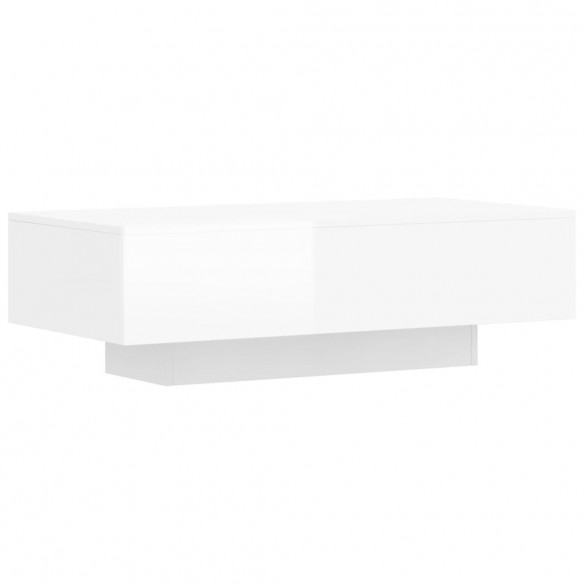 Table basse blanc brillant 100x49,5x31 cm bois d'ingénierie