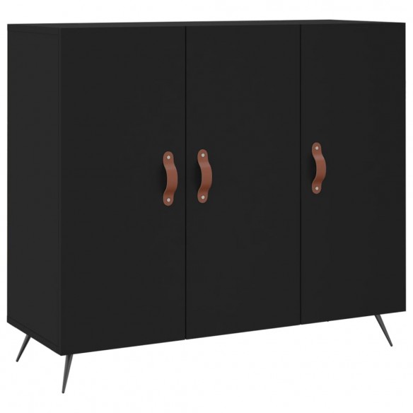 Buffet noir 90x34x80 cm bois d'ingénierie