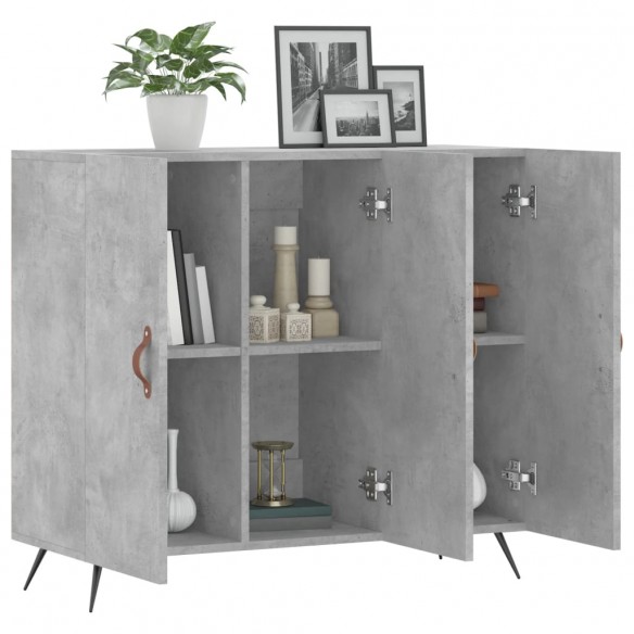 Buffet gris béton 90x34x80 cm bois d'ingénierie