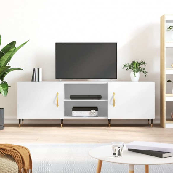 Meuble TV blanc brillant 150x30x50 cm bois d'ingénierie
