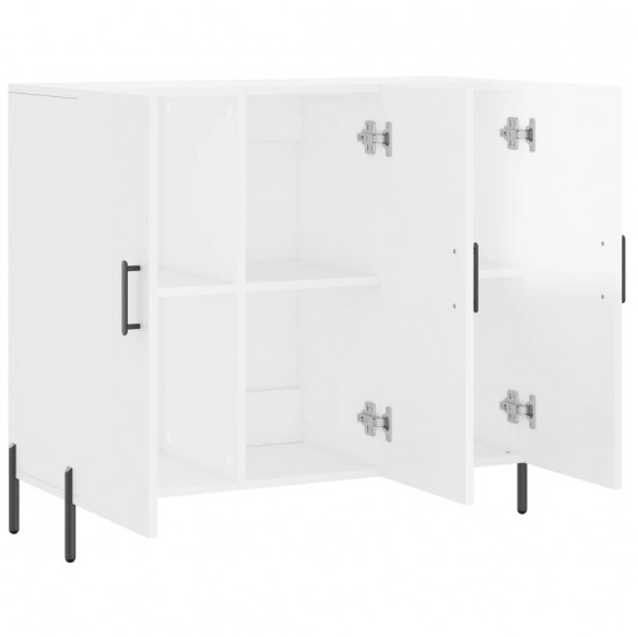 Buffet blanc brillant 90x34x80 cm bois d'ingénierie