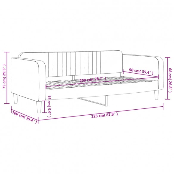 Lit de repos jaune 90x200 cm velours