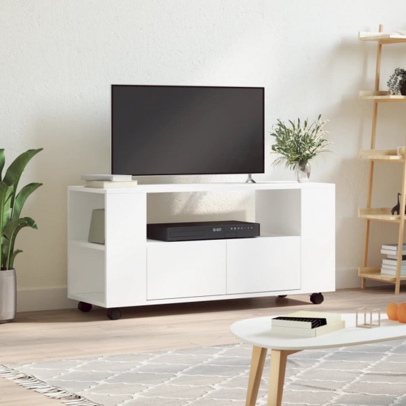 Meuble TV blanc 102x34,5x43 cm bois d'ingénierie